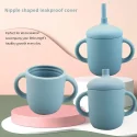 Silicone training cup with straw