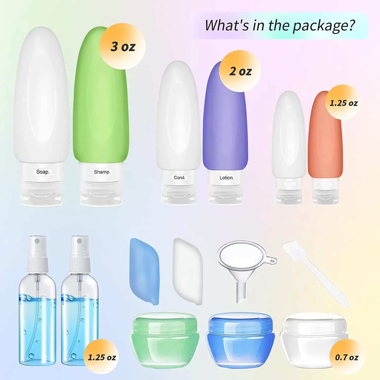 silicone travel bottle set