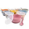 Silicone Baby Suction Bowls With Spoon And Lid