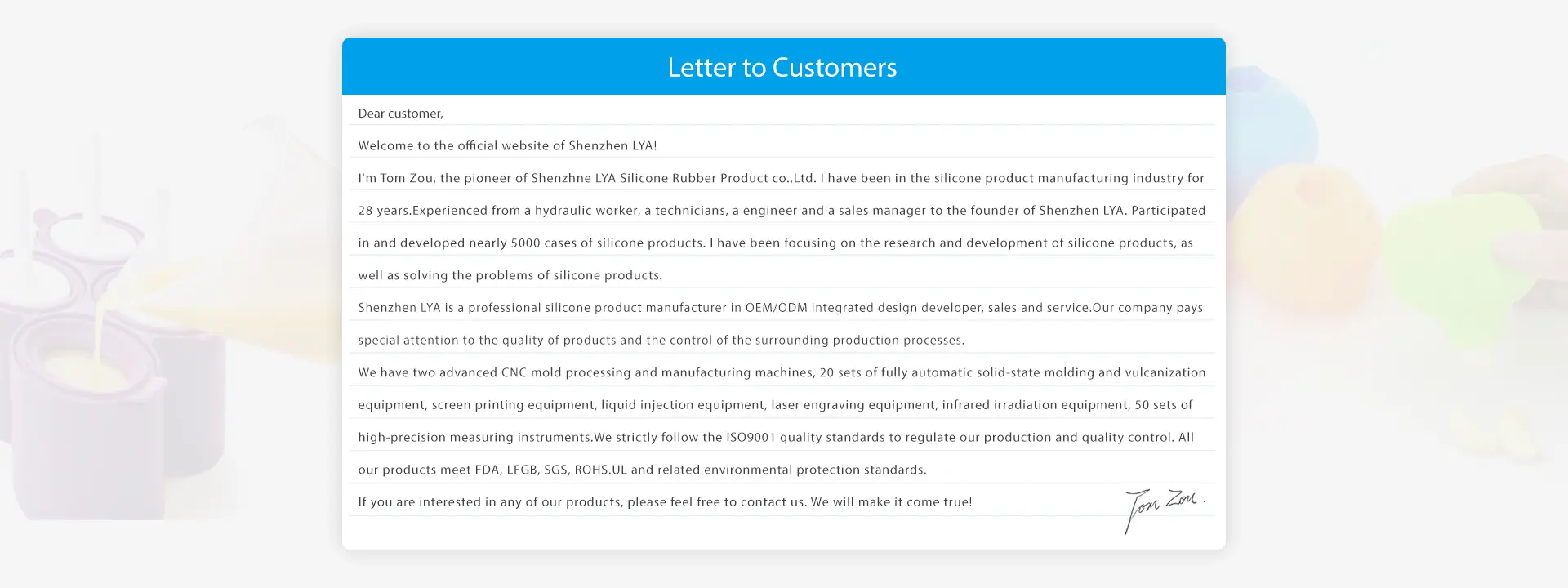 Letter to Customers