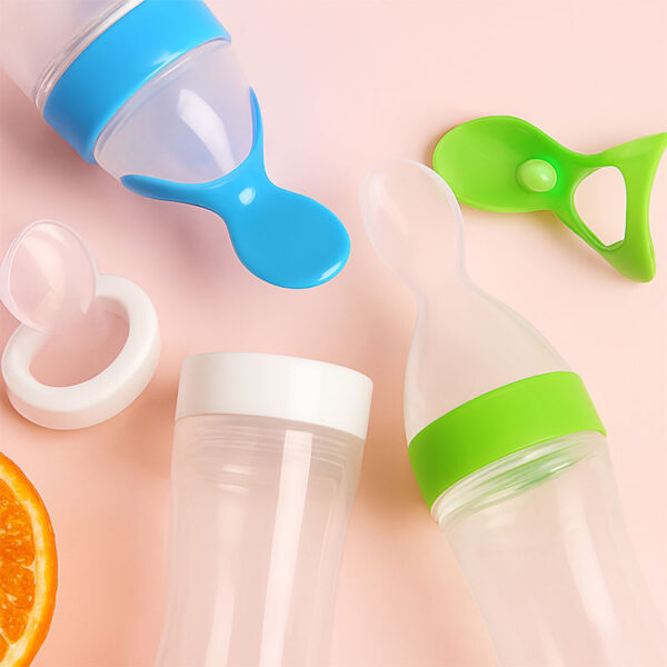 Baby Food Fruit Feeder Silicone Squeeze Bottle Spoon