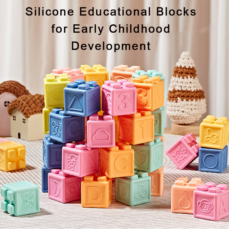 Best-Selling Chewable Silicone Baby Block Set – Soft, Stackable Early ...