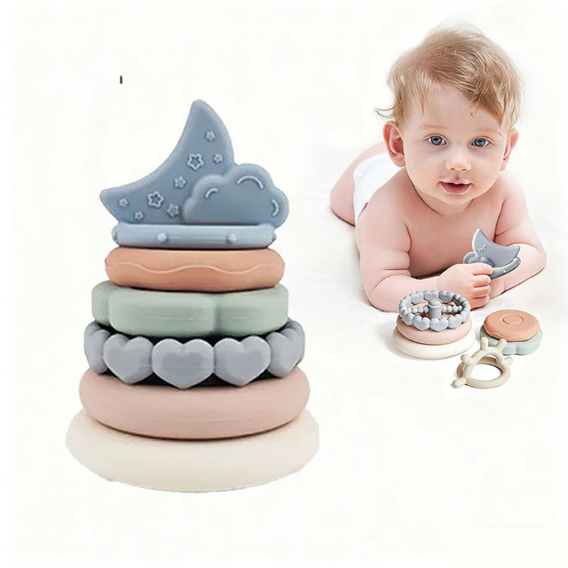 Premium Christmas Silicone Stacking Toy – Customizable Sun, Moon, Cloud ...