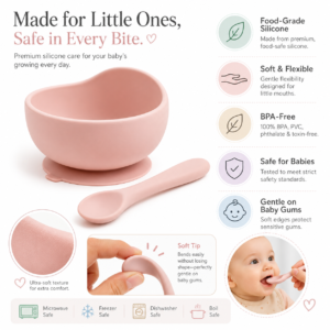 Food grade silicone baby feeding bowl and spoon set
