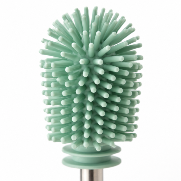 Soft silicone bristles for non-scratch bottle cleaning