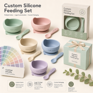 Custom color silicone baby feeding set OEM