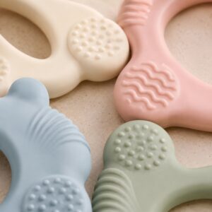 Textured silicone baby teether for teething gums