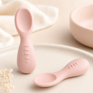 Soft silicone baby feeding spoon for self feeding