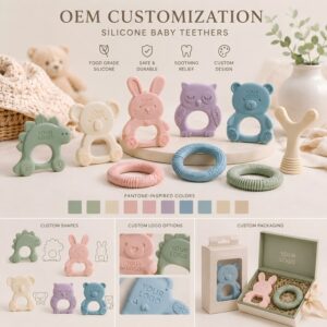 Custom color silicone baby teether OEM service