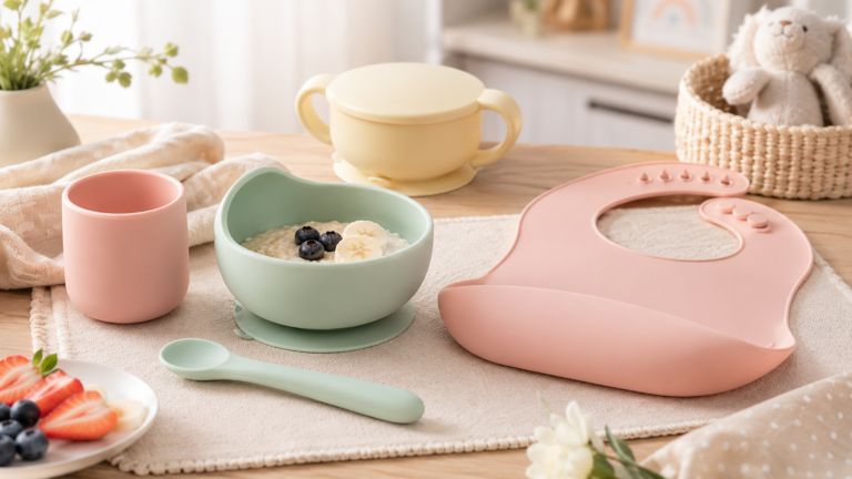 Custom silicone baby feeding bowl and spoon set OEM