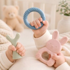 Easy grip silicone baby teether design