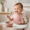 Silicone bib for baby feeding and toddler meals