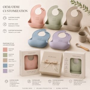 Custom silicone baby bib OEM logo and packaging