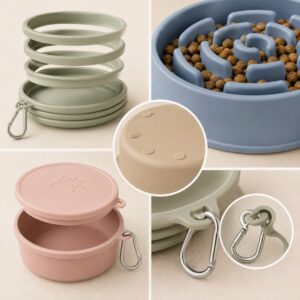 Collapsible silicone pet feeding bowl design