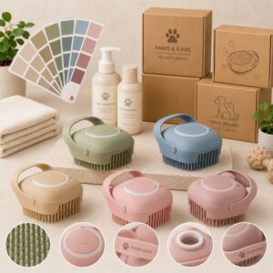 Custom logo packaging silicone pet bath brush