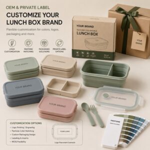 Custom private label silicone collapsible lunch box