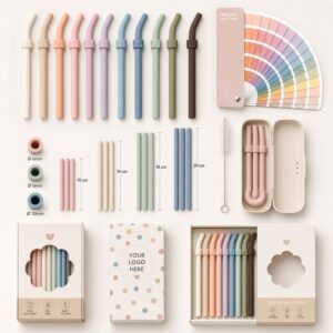 Custom silicone baby straw size color and logo