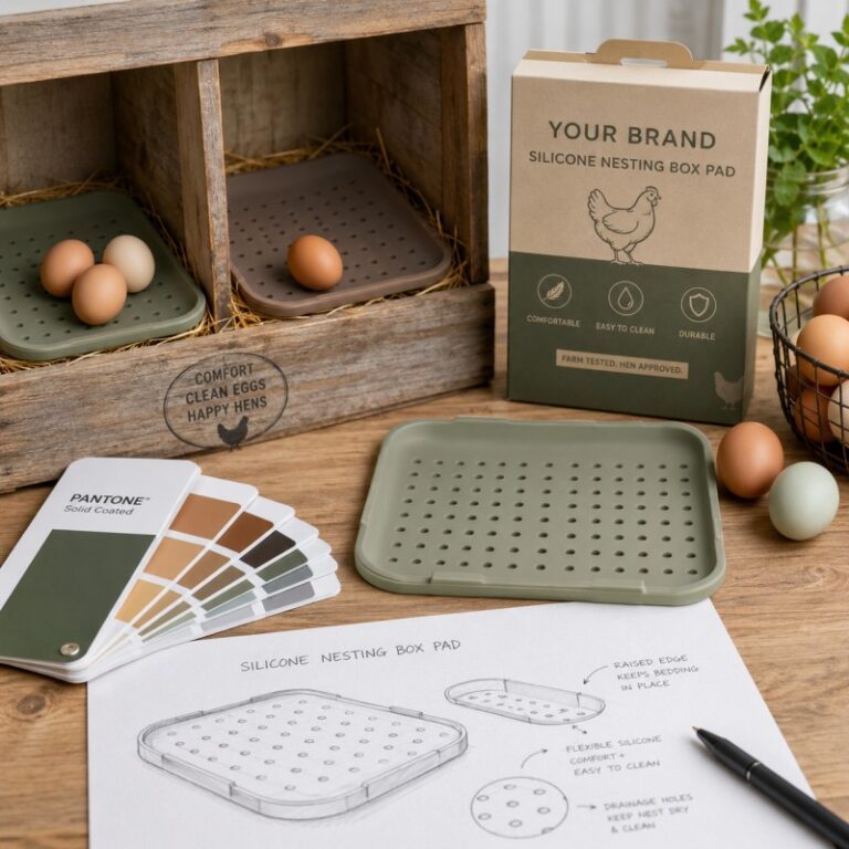 Custom silicone chicken nesting box development