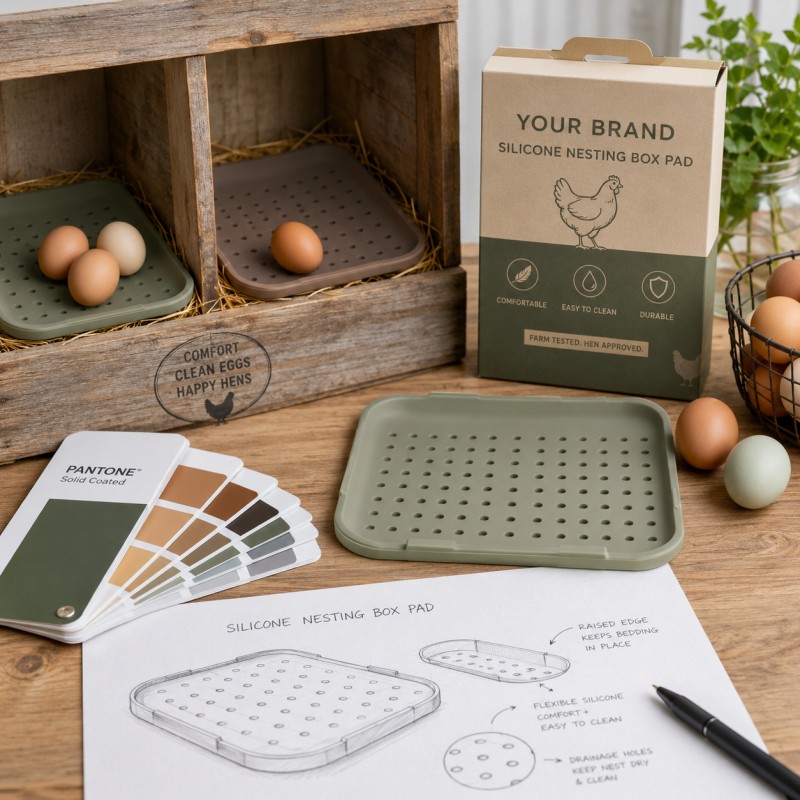Custom silicone chicken nesting box development