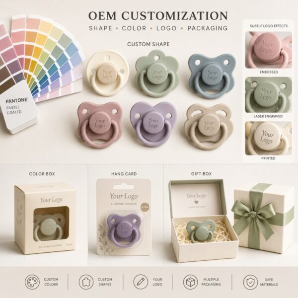Custom silicone pacifier shape color and logo