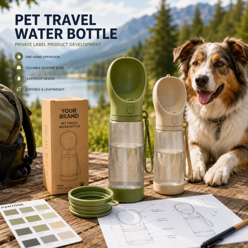 Custom silicone pet travel water bottle design