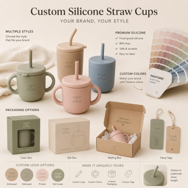 Custom silicone straw cup shape color and logo