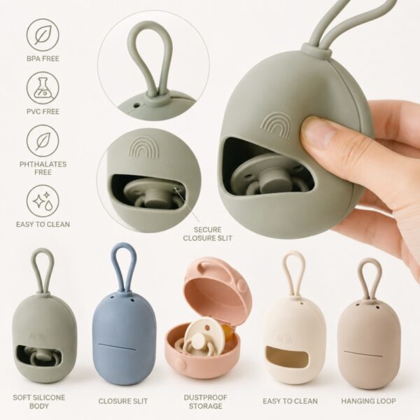 Food grade silicone pacifier holder case material