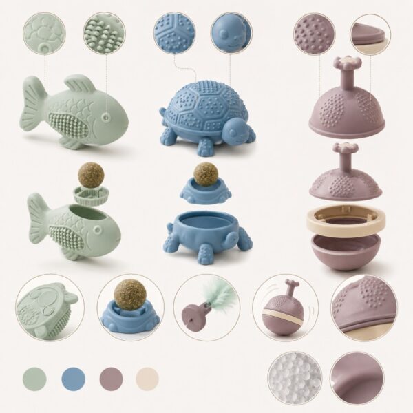Silicone cat teething toy structure design