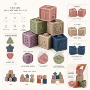 Silicone educational blocks learning functions