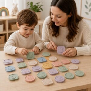 Silicone memory matching game for cognitive play