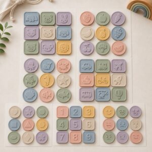 Silicone memory matching game icon themes