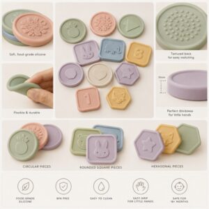 Silicone memory matching game piece design