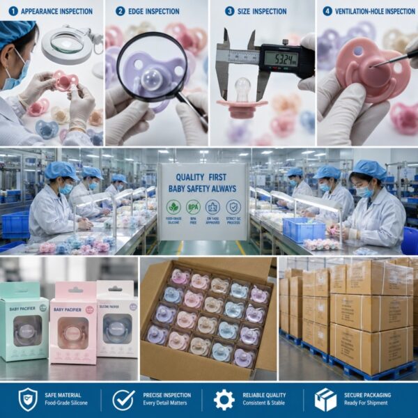 Silicone pacifier factory quality inspection