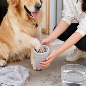 Silicone pet foot wash cup for outdoor paw cleaning