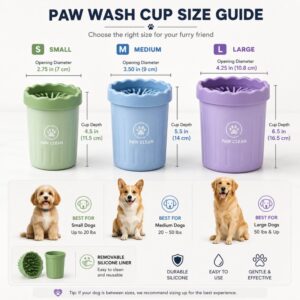 Silicone pet foot wash cup size options
