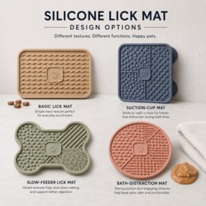 Silicone pet lick mat design options