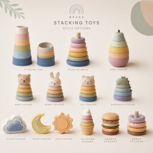 Silicone stacking toy style options