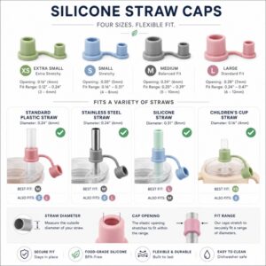 Silicone straw cap size fit guide