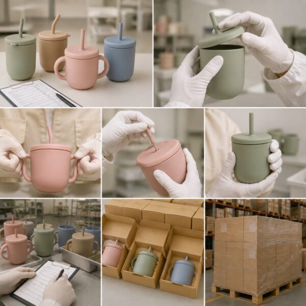 Silicone straw cup factory quality inspection