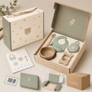 Custom packaging for silicone baby feeding set