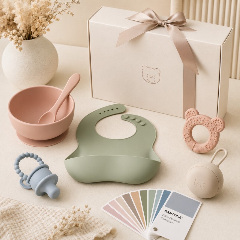 Custom silicone baby feeding gift set