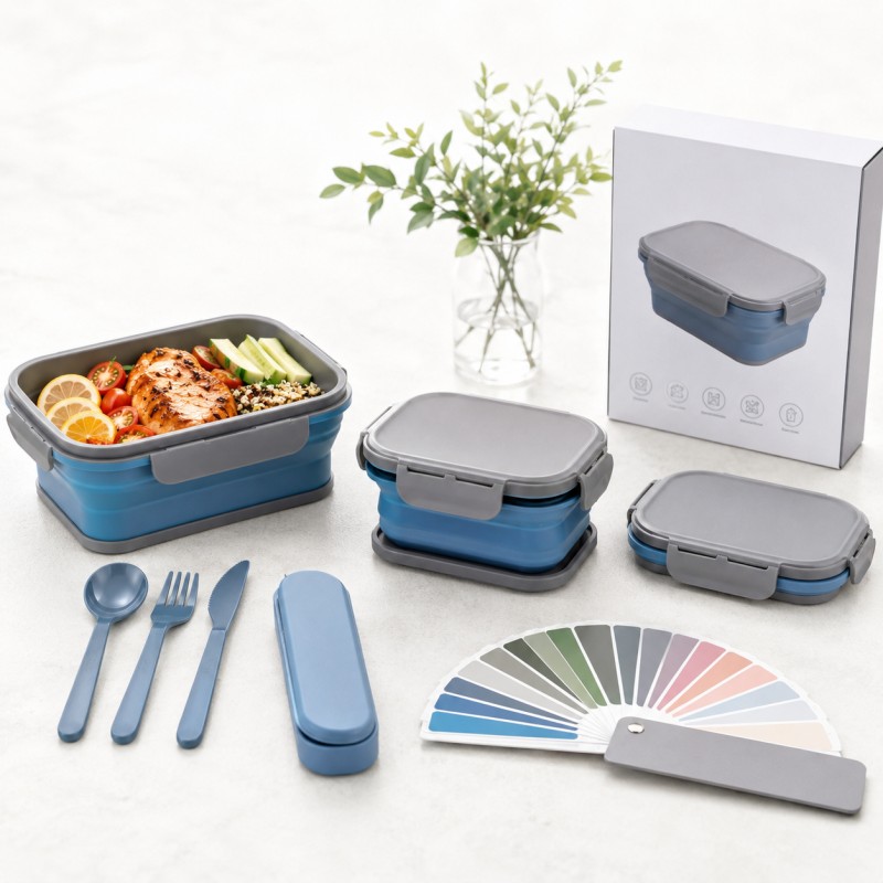 Custom silicone collapsible lunch box