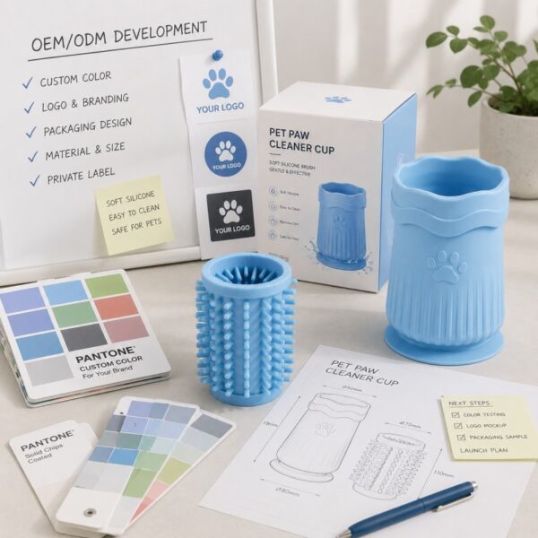 Custom silicone pet paw cleaner OEM development