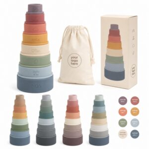 Custom colors logos and packaging for silicone stacking cups