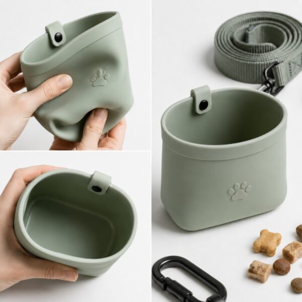 Easy clean silicone pet treat pouch