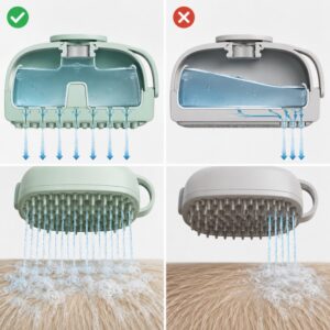 Pet shampoo brush dispenser flow design