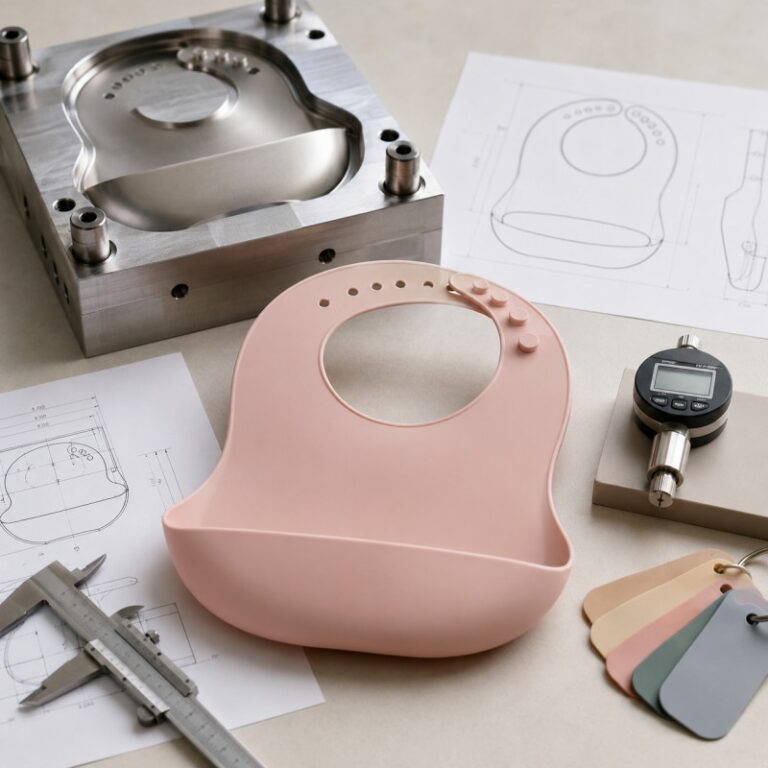 Silicone baby bib pocket design and OEM development