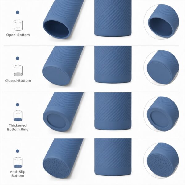 Silicone bottle sleeve bottom protection options