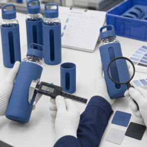 Silicone bottle sleeve fit and quality inspection