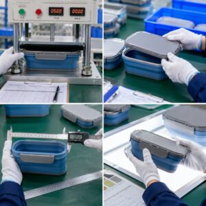 Silicone collapsible lunch box quality inspection